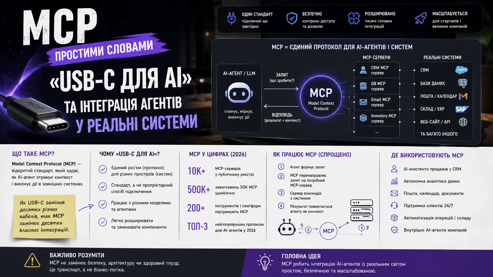 MCP простими словами: «USB-C для AI» та інтеграція агентів у реальні системи